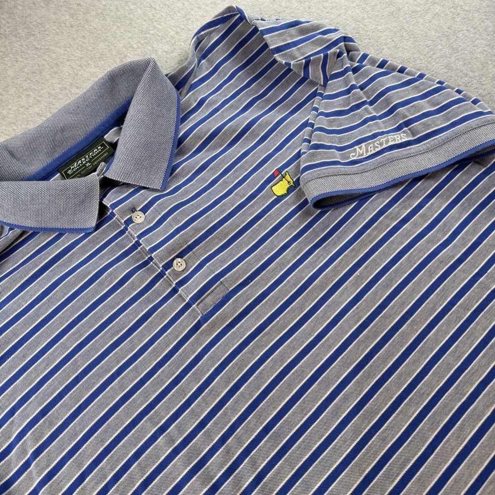 Masters Collection Golf Polo Shirt Blue Striped Cotton Mercerized Sports Mens XL